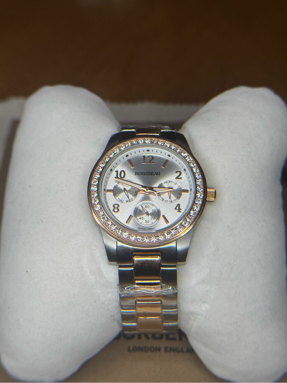 Two-Tone Crystal Accent Women's Rousseau Watch - Silver and Gold